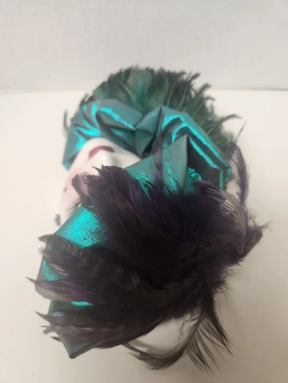 Signed & Numbered Lady Face Mask Wall Hanging Decor Feather 10